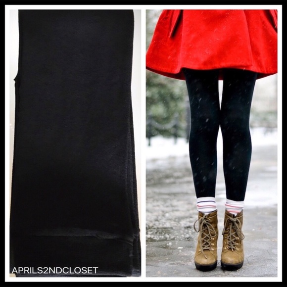 2 BLACK FLEECE LINED LEGGINGS FOOTLESS TIGHTS A2C - Picture 3 of 11